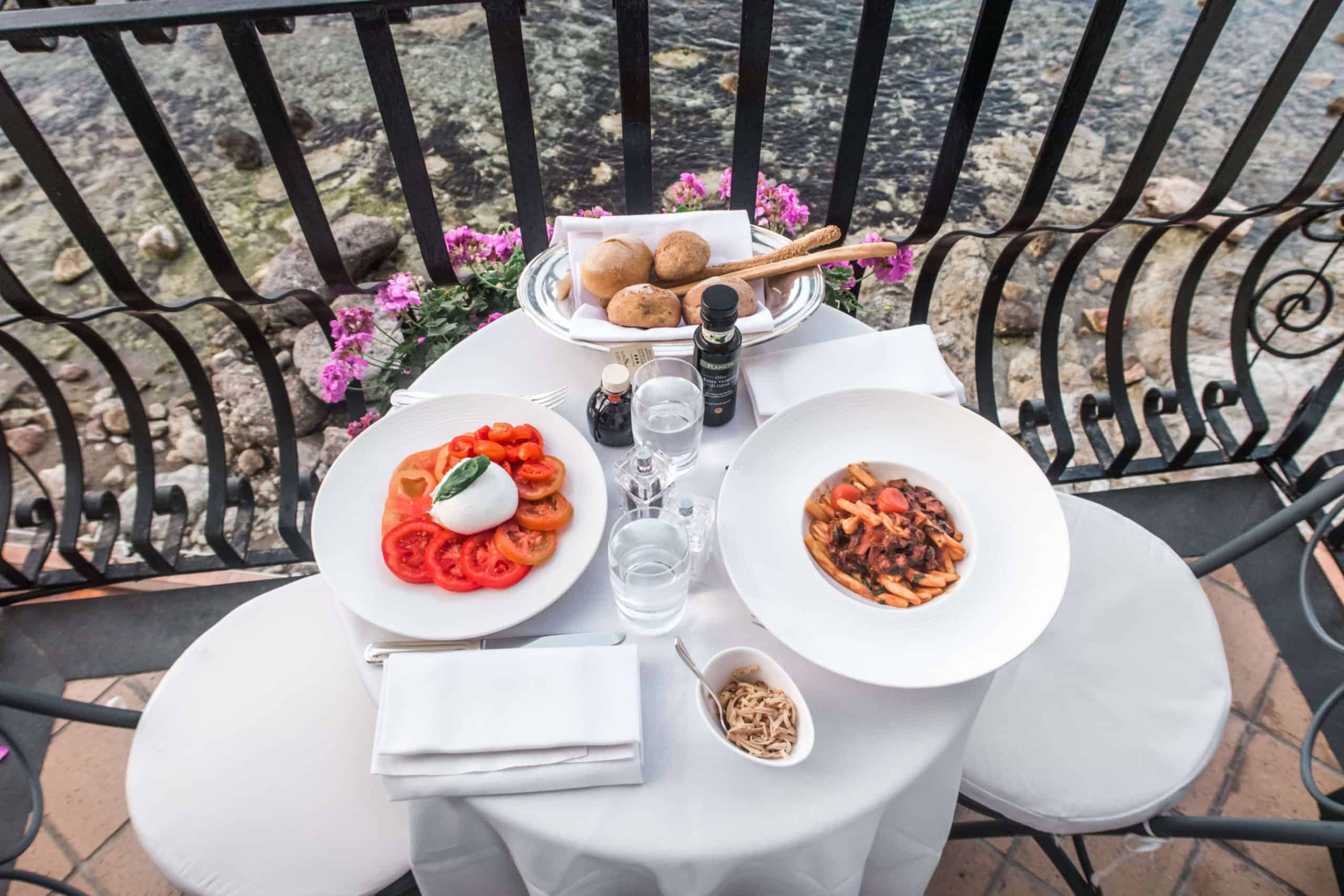 Dinner on the patio at Belmond Villa Sant'Andrea | Staying at the Belmond Hotel Grand Timeo Vs. Belmond Villa Sant’Andrea | The Republic of Rose