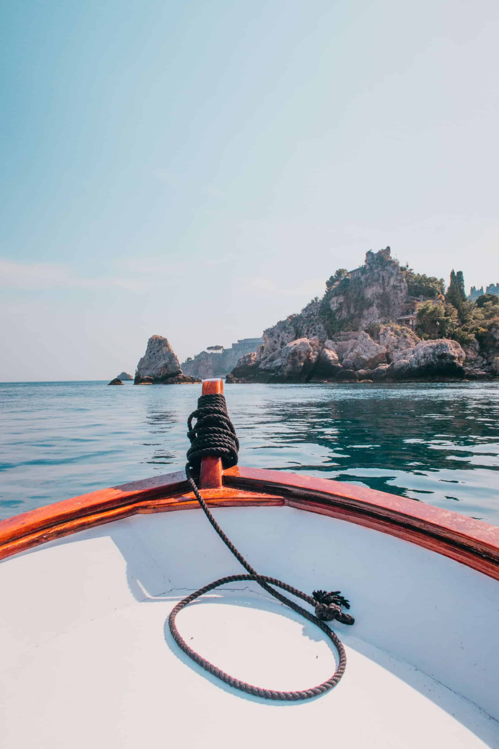 Taormina coastline on the boat experience | Staying at the Belmond Hotel Grand Timeo Vs. Belmond Villa Sant’Andrea | The Republic of Rose