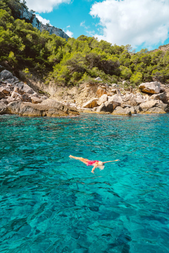 Floating in the sea at Cala de Es Portixol