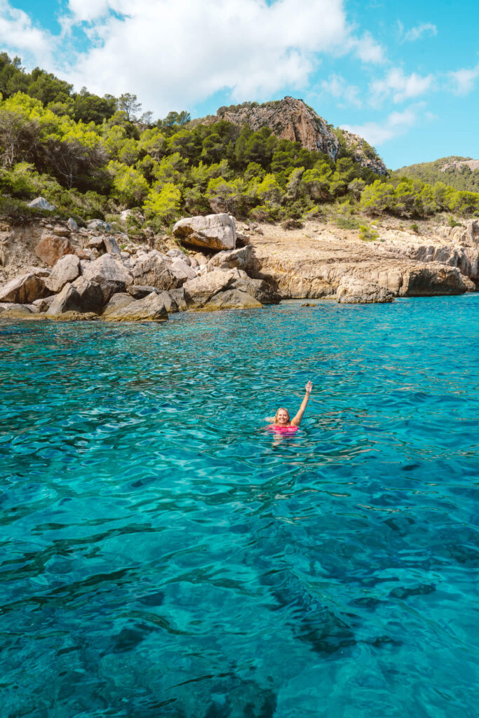 Floating in the sea at Cala de Es Portixol