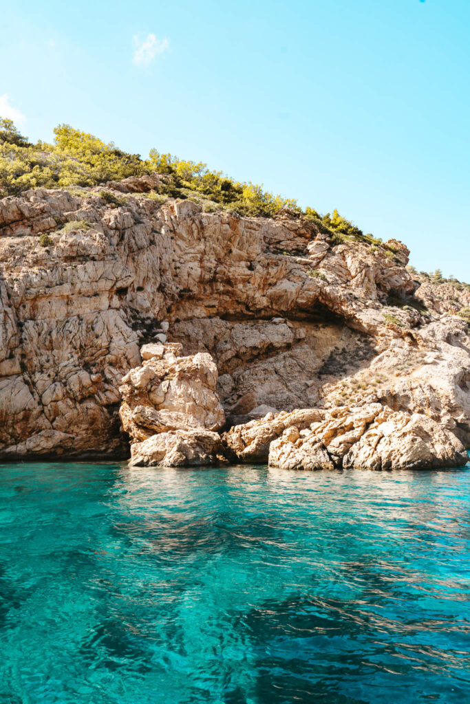 Cliff jumping at Cala de Es Portixol