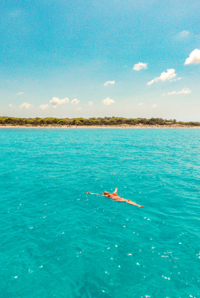 Floating in the sea at Cala Saona, Formentera