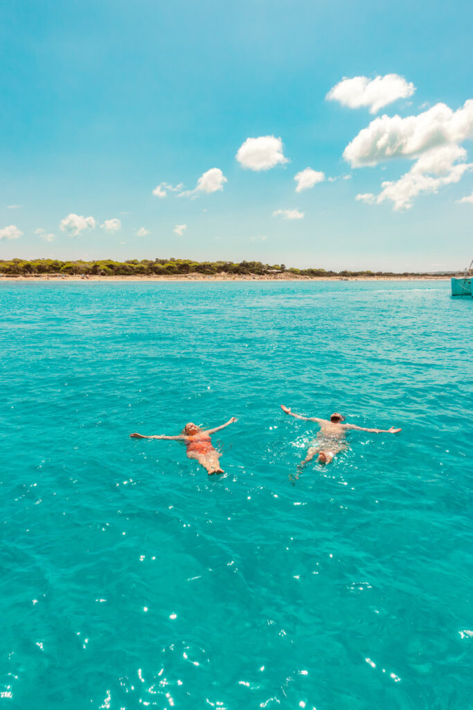 Floating in the sea at Cala Saona, Formentera