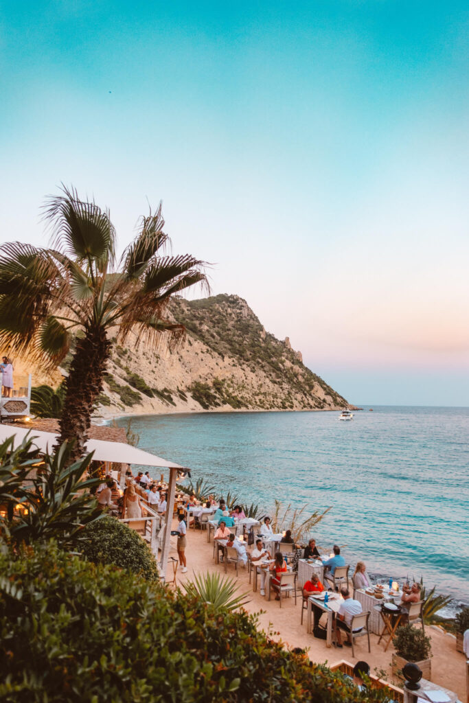 Restaurant at Amante with sunset and sea views