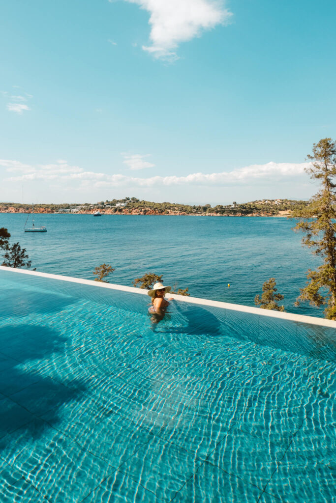 Taking in the views at the pool of Four Seasons Astir Palace