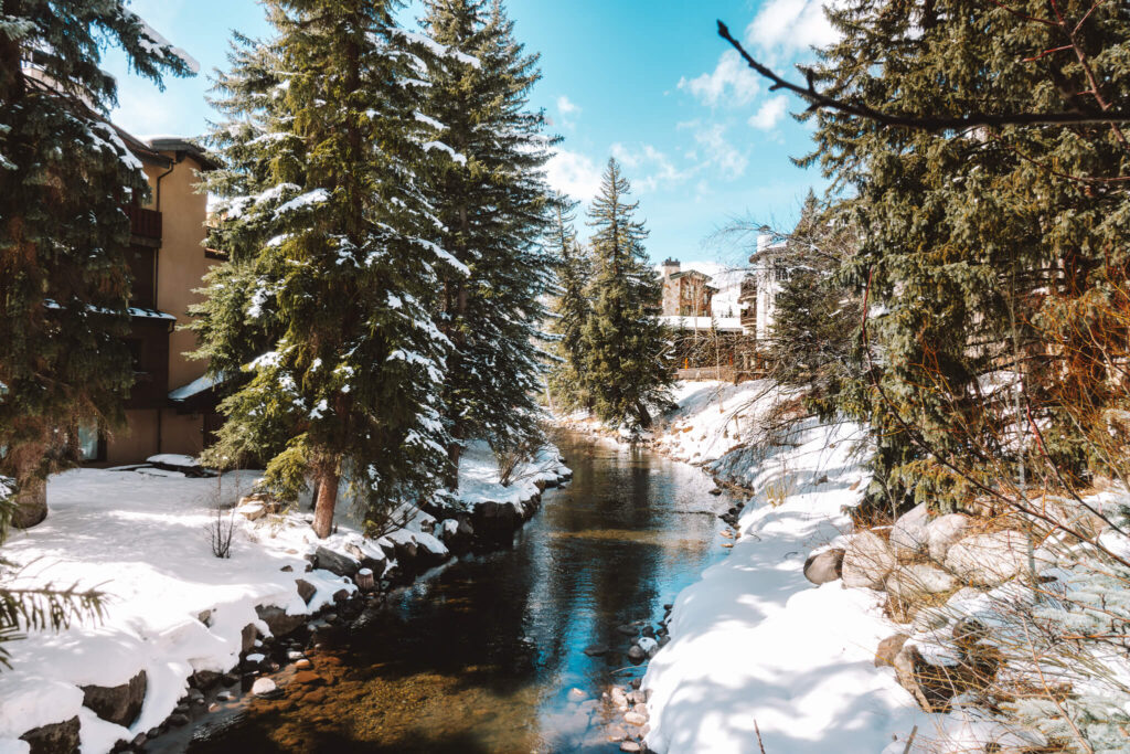 Snowy creek in Vail, Colorado