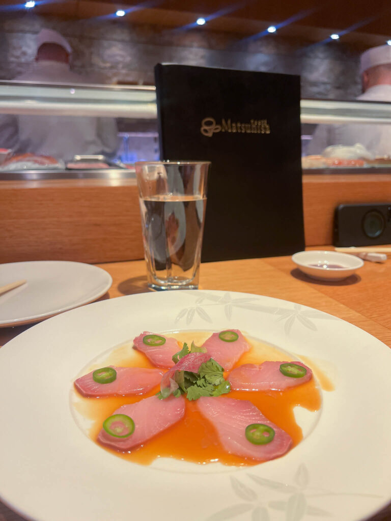 Yellowtail sashimi at Matsuhisa Vail