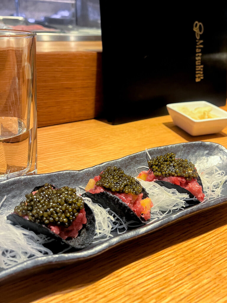 Toro tartare with caviar at Matsuhisa Vail