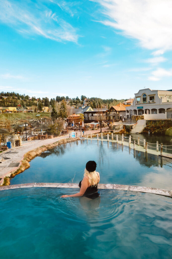 Soaking in the Pagosa hot springs at The Springs Resort