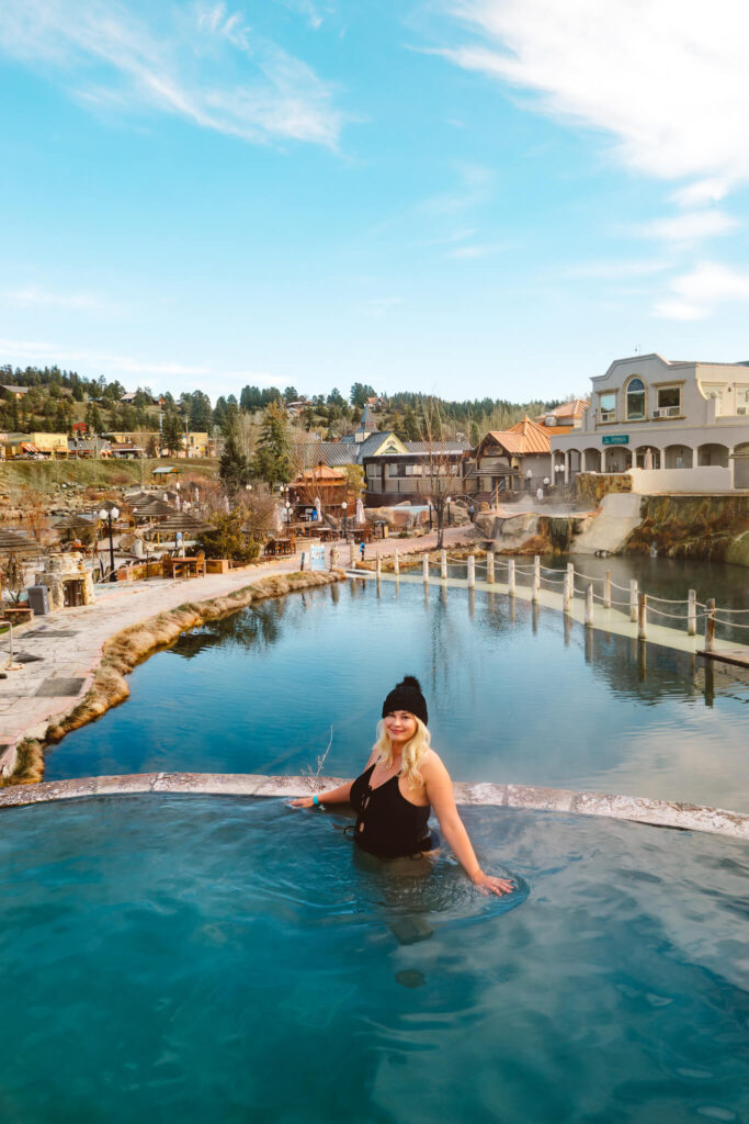 Soaking in the Pagosa hot springs at The Springs Resort