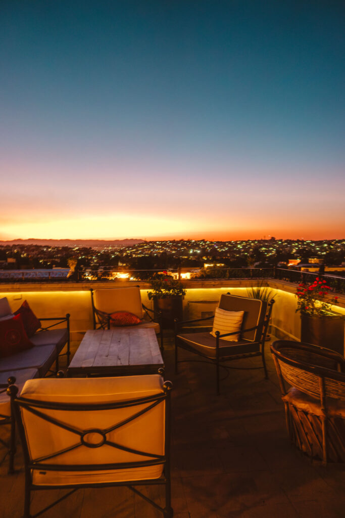 Sunset views from the Luna Rooftop at the Rosewood San Miguel de Allende